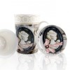 创意陶瓷马克杯骨瓷杯套装情侣杯子带盖子 茶隔天使水杯