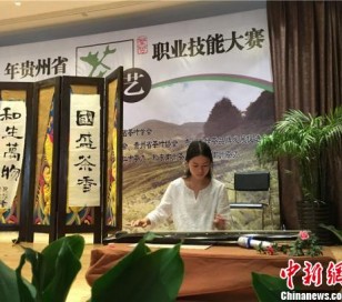 图为2016年贵州省茶艺技能大赛比赛现场　谢敏君　摄