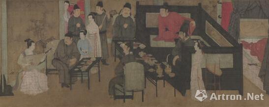 此幅绘画充分表现了当时贵族们的夜生活重要内容——品茶听琴。